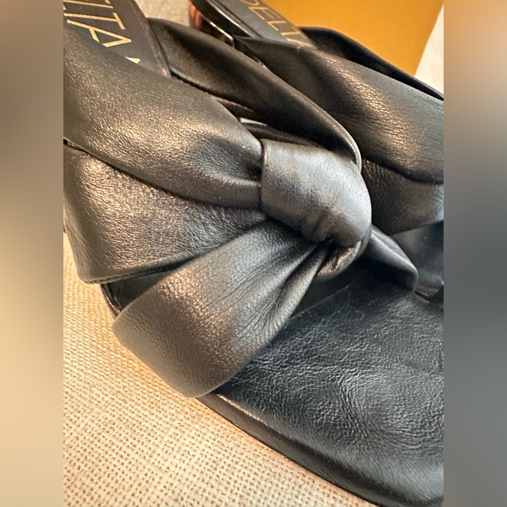 Excellent condition Deltan black leather knot with tortoise heel size 8 - Picture 4 of 8